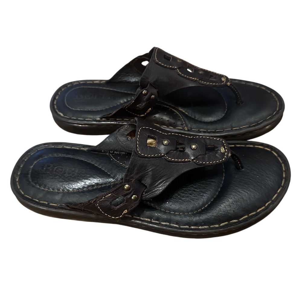 Born Dark Brown Leather Thong Comfort Sandals Women's 8
